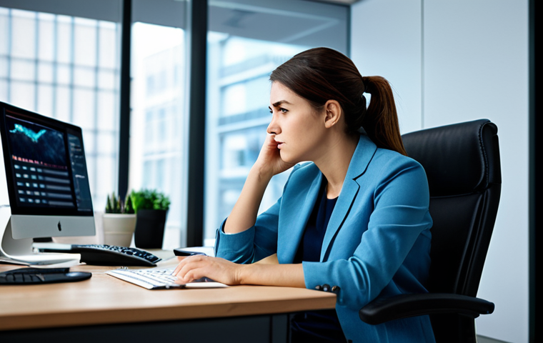 A professional individual, fully clothed in modest business casual attire, seated at a modern office desk that appears slightly cluttered. Their posture conveys a subtle sense of mental exhaustion and being overwhelmed by demands, yet remains natural and professional. A digital screen in the background shows a blurred stream of notifications, subtly hinting at constant interruptions. The atmosphere is one of high demand and slight fatigue. Professional photography, soft natural lighting, high quality, appropriate content, safe for work, perfect anatomy, correct proportions, well-formed hands, natural body proportions, family-friendly.